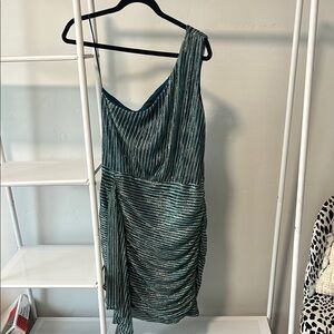 Never worn- Dance & Marvel Green Asymmetrical Ruched Cocktail Dress